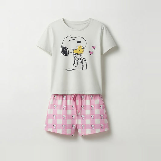 Pijama Corto Mujer Snoopy Amigos Blanco - Pijamas Chile | The Brands Club cl