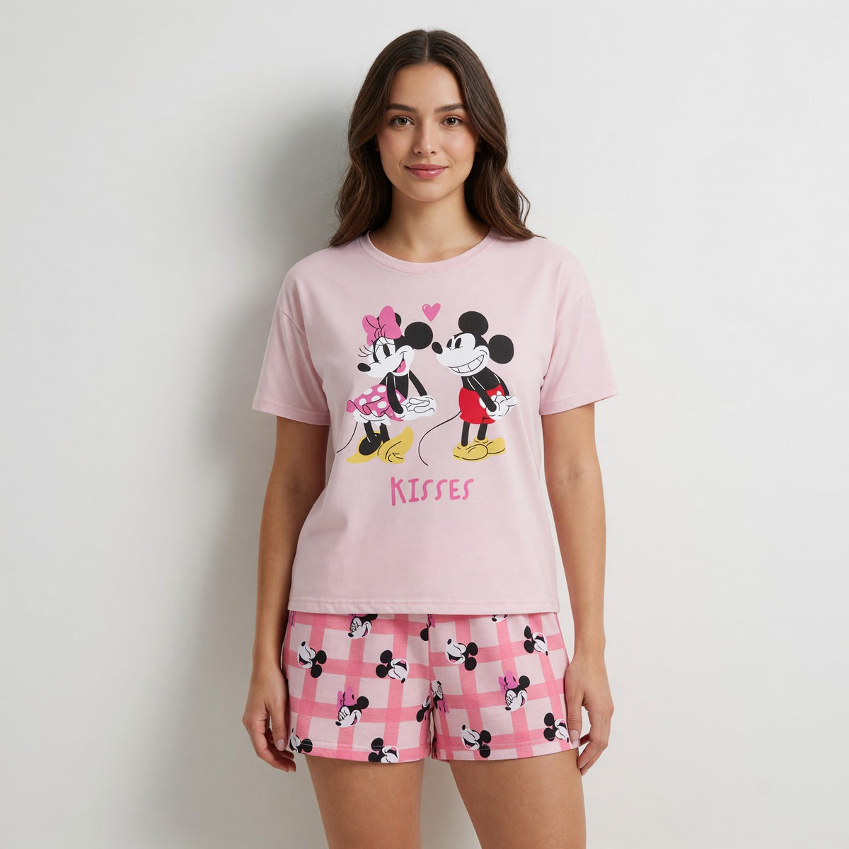 Pijama Corto Mujer Mickey Disney Kisses Rosado - Pijamas Chile | The Brands Club cl