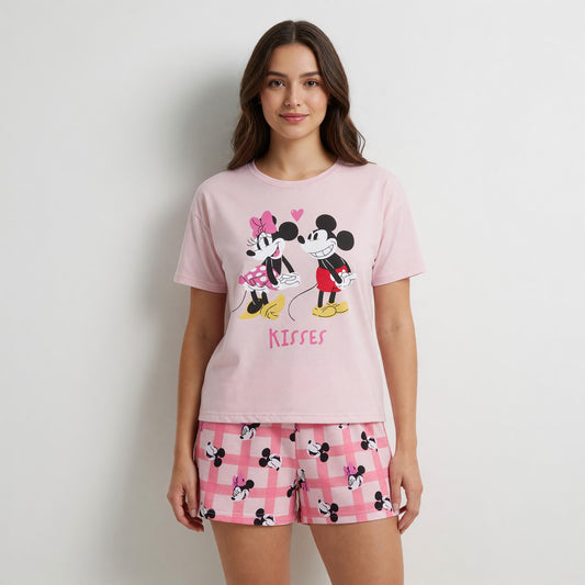 Pijama Corto Mujer Mickey Disney Kisses Rosado - Pijamas Chile | The Brands Club cl
