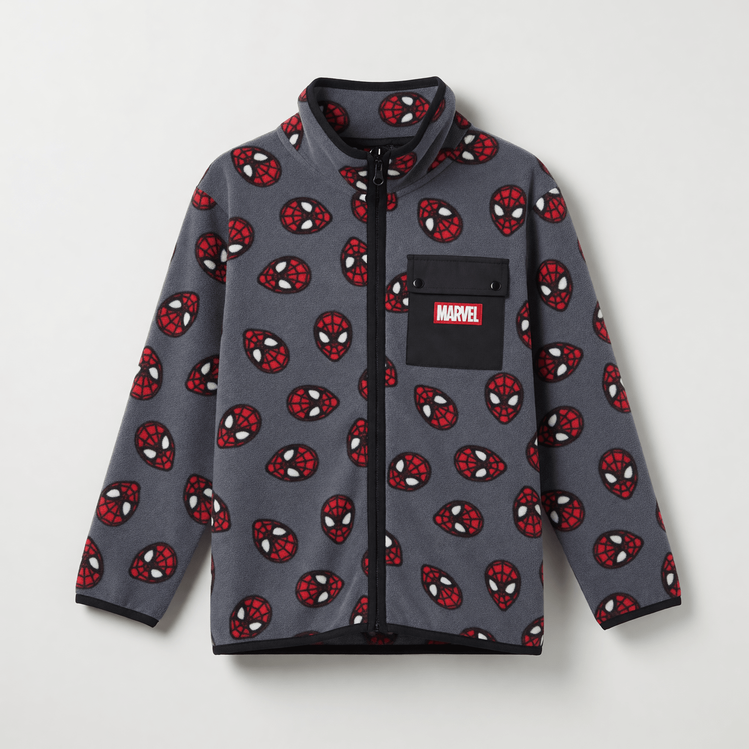 Polar Niño Full Print Caras Spiderman Gris Marvel - Polares Chile | The Brands Club cl