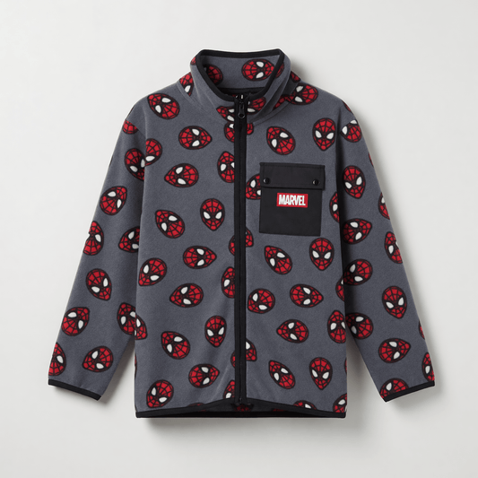 Polar Niño Full Print Caras Spiderman Gris Marvel - Polares Chile | The Brands Club cl