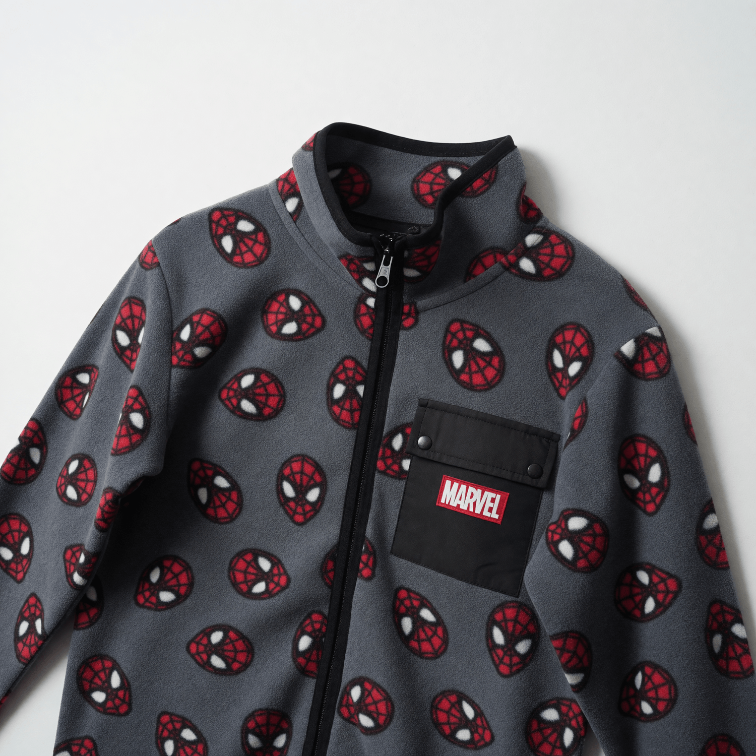 Polar Niño Full Print Caras Spiderman Gris Marvel - Polares Chile | The Brands Club cl