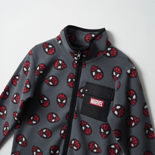 Polar Niño Full Print Caras Spiderman Gris Marvel - Polares Chile | The Brands Club cl