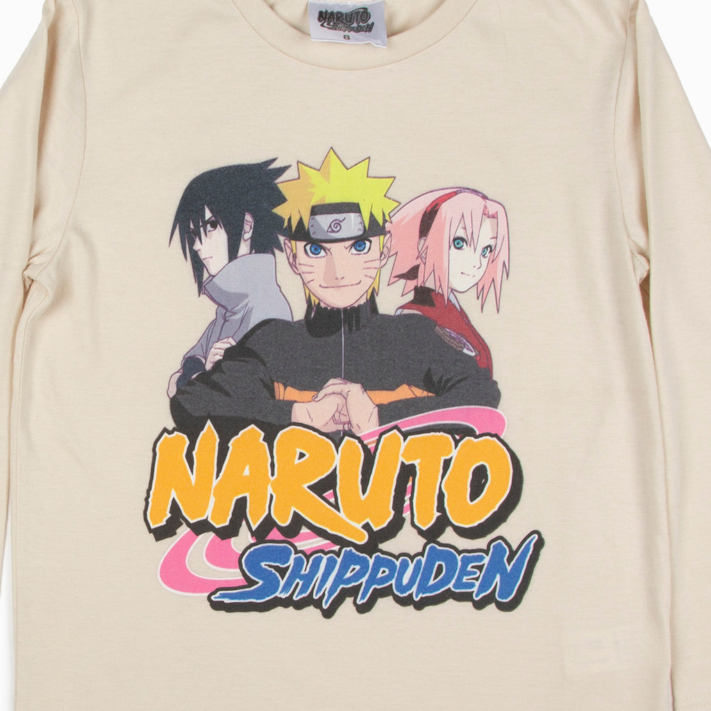 Polera Manga Larga Niño Personajes Blanco Naruto