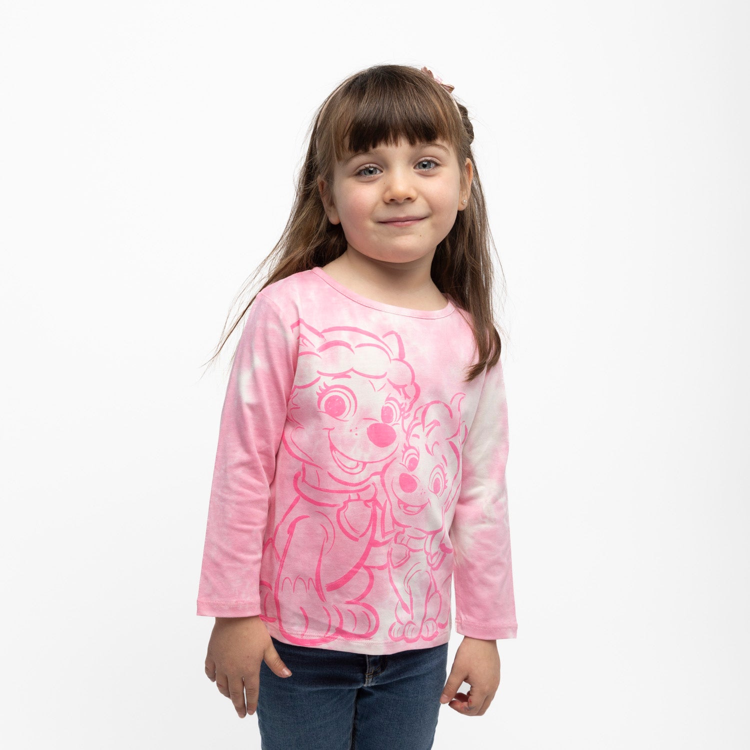 Polera Manga Larga Niña Tie Dye Rosado Paw Patrol