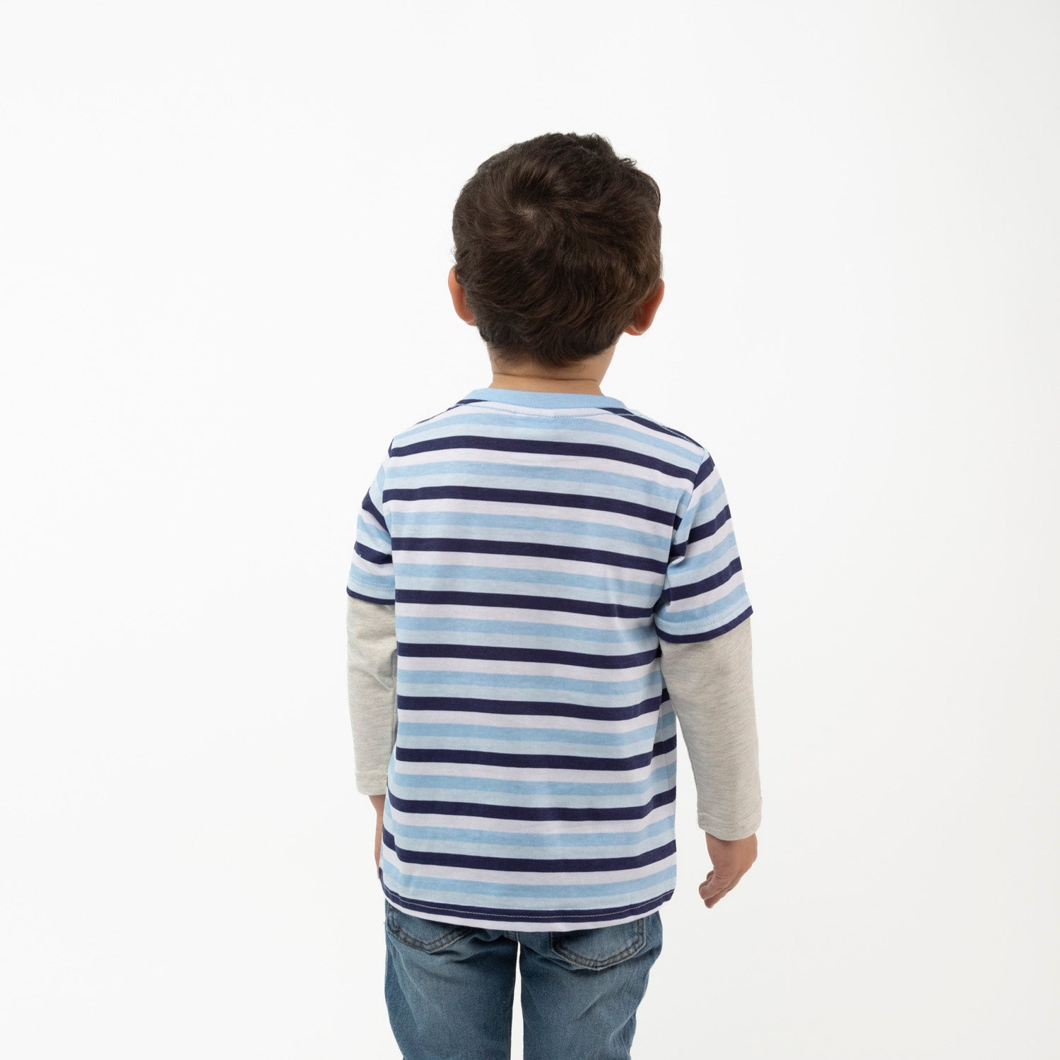 Polera Manga Larga Niño Rayas Celeste Bluey