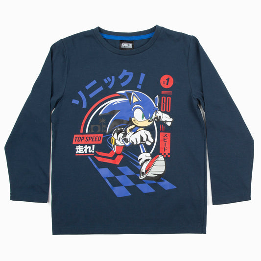 Polera Manga Larga Niño Corrriendo Azul Sonic - Poleras Chile | The Brands Club cl
