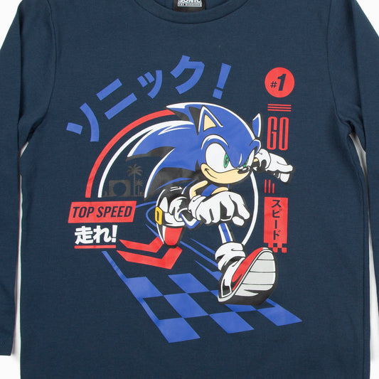 Polera Manga Larga Niño Corrriendo Azul Sonic - Poleras Chile | The Brands Club cl