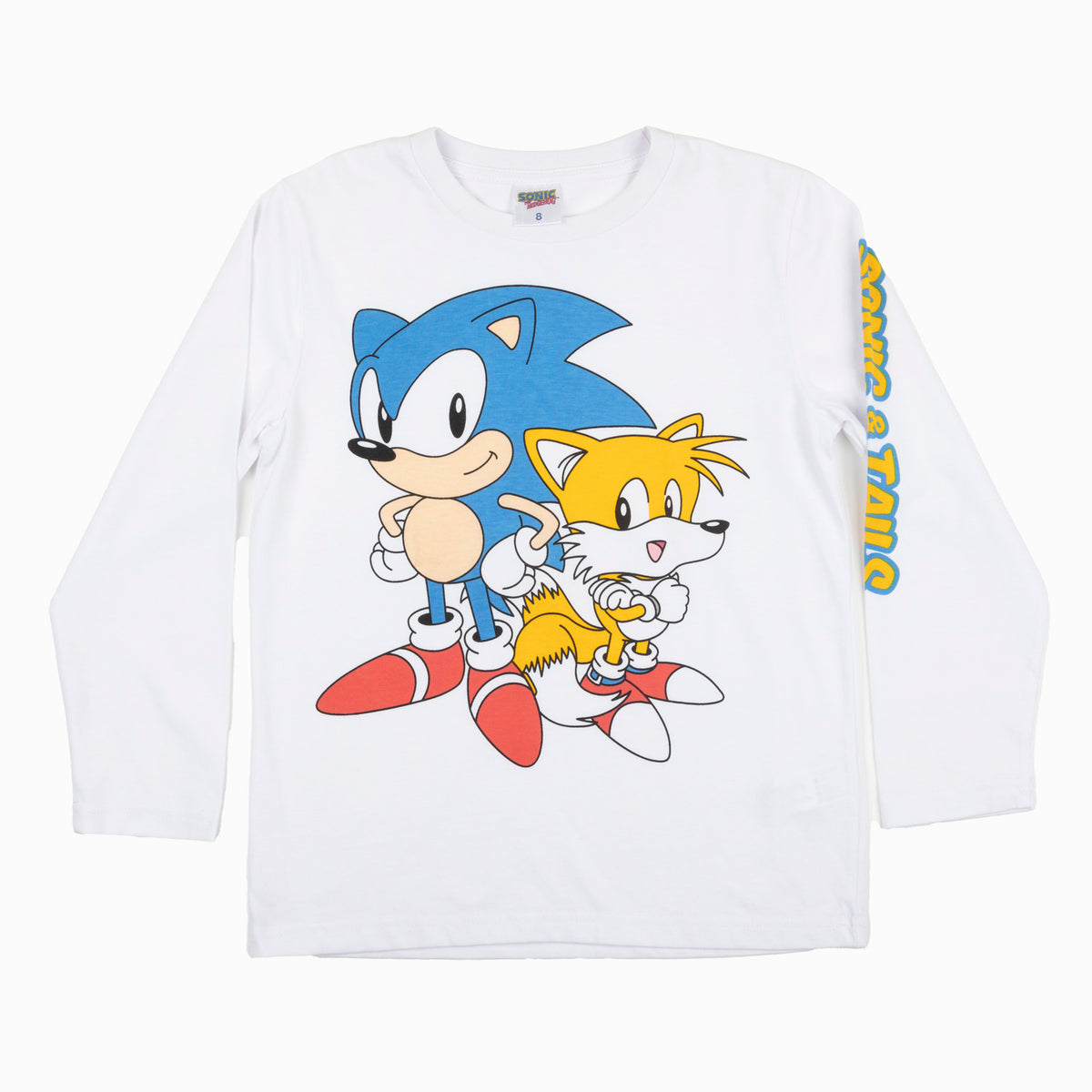 Polera Manga Larga Niño Sonic y Tails Blanco Sonic