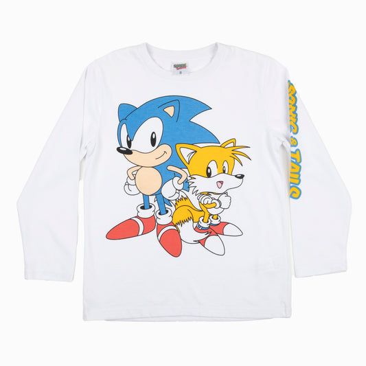 Polera Manga Larga Niño Sonic y Tails Blanco Sonic - Poleras Chile | The Brands Club cl