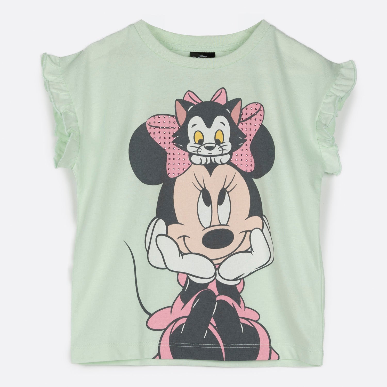 Polera Manga Corta Niña Gato Minnie Turquesa Disney