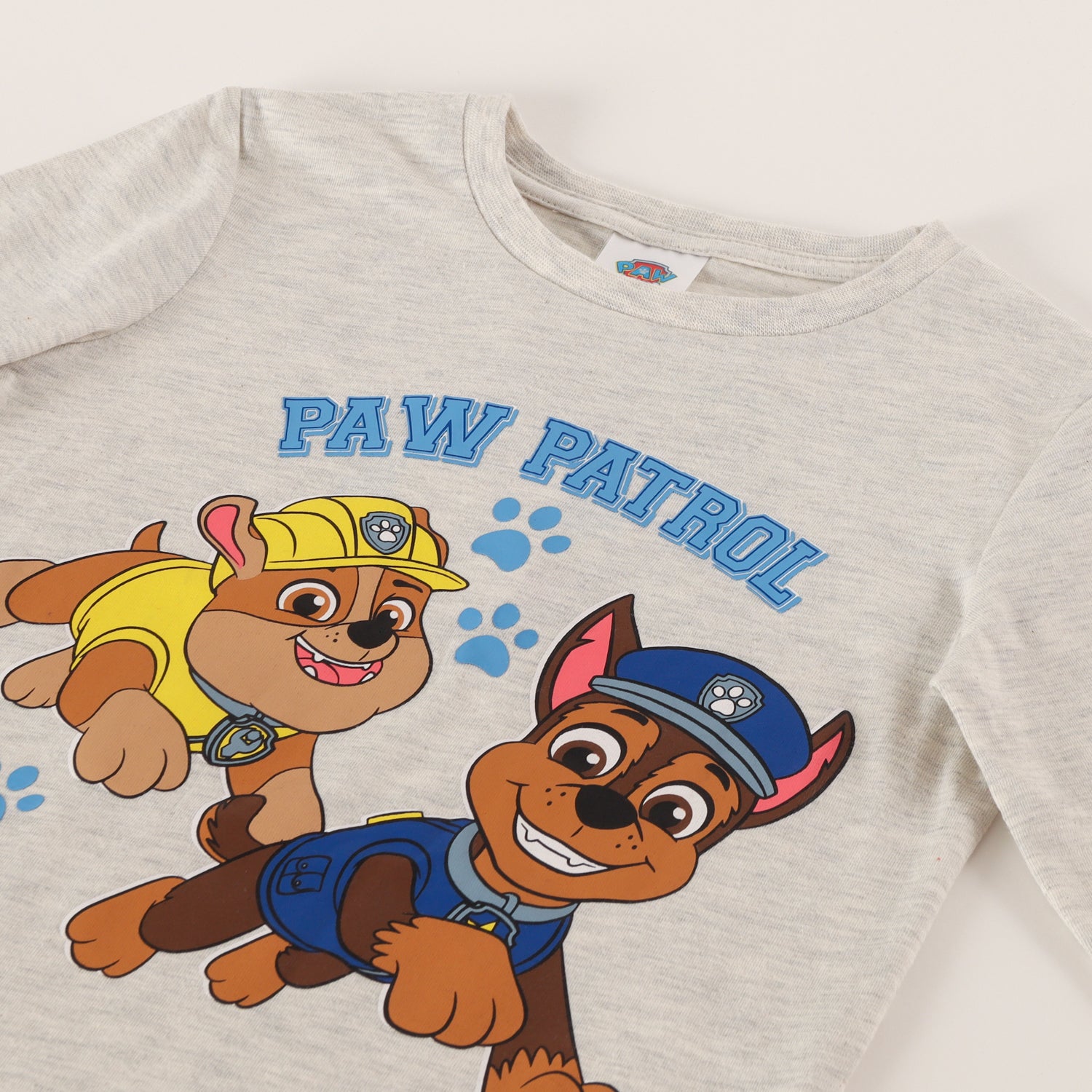 Polera Manga Larga Niño Rubble Y Chase Paws Gris Paw Patrol