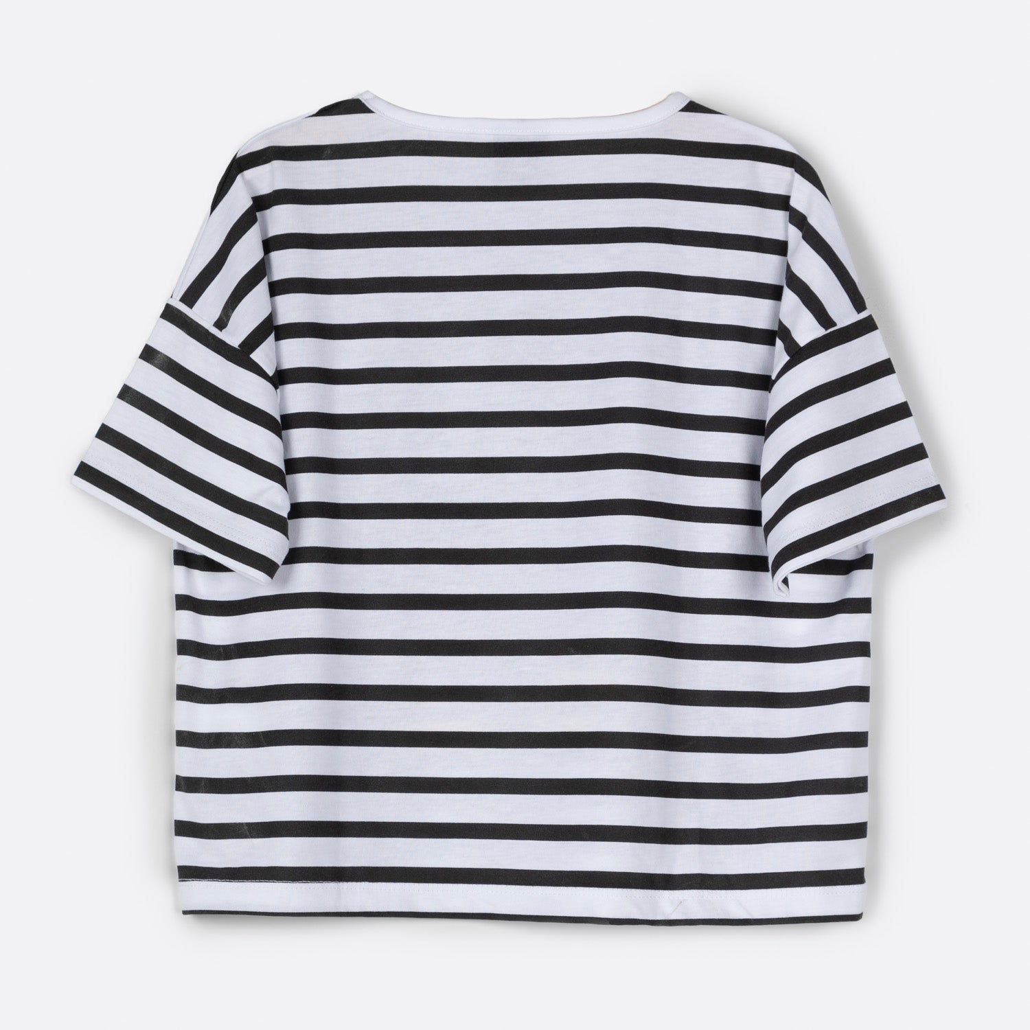 Polera Manga Corta Niña Rayas Mickey Blanco Disney