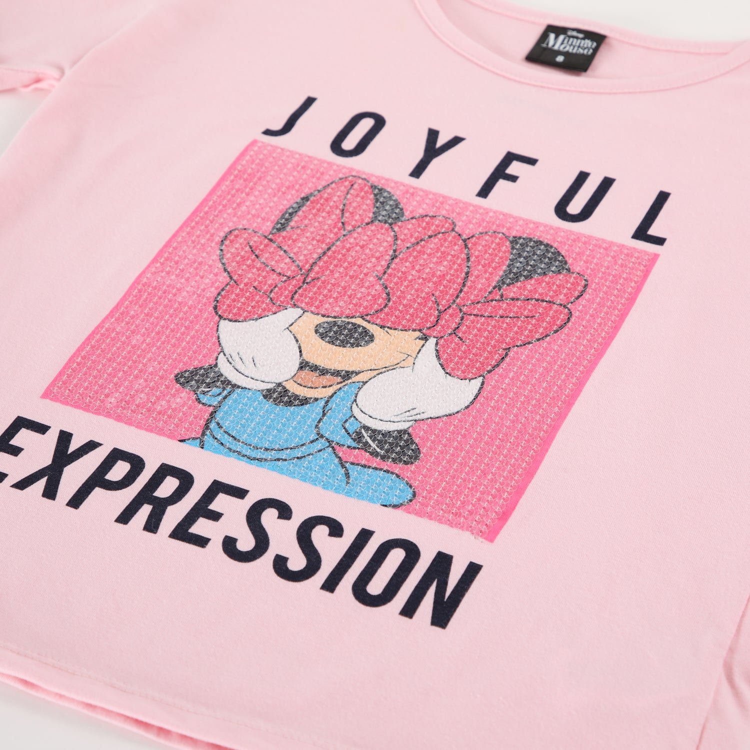 Polera Manga Corta Niña Joyful Expresion Minnie Rosado Disney