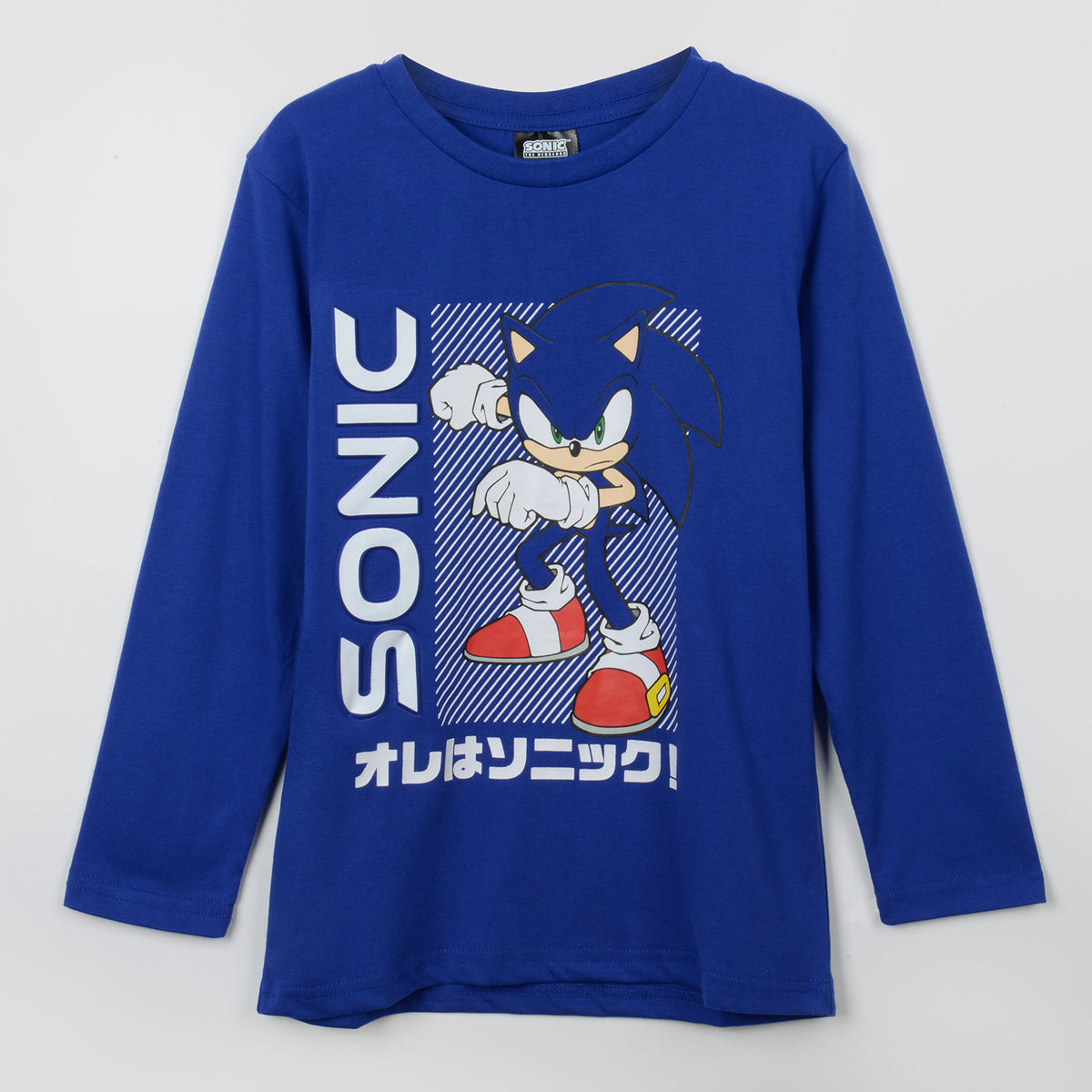 Polera Manga Larga Niño Azul Sonic
