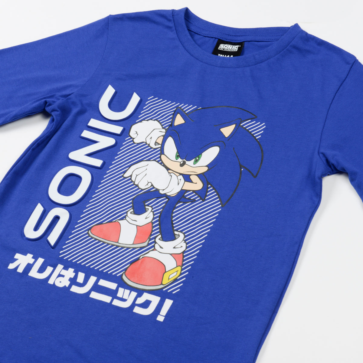 Polera Manga Larga Niño Azul Sonic
