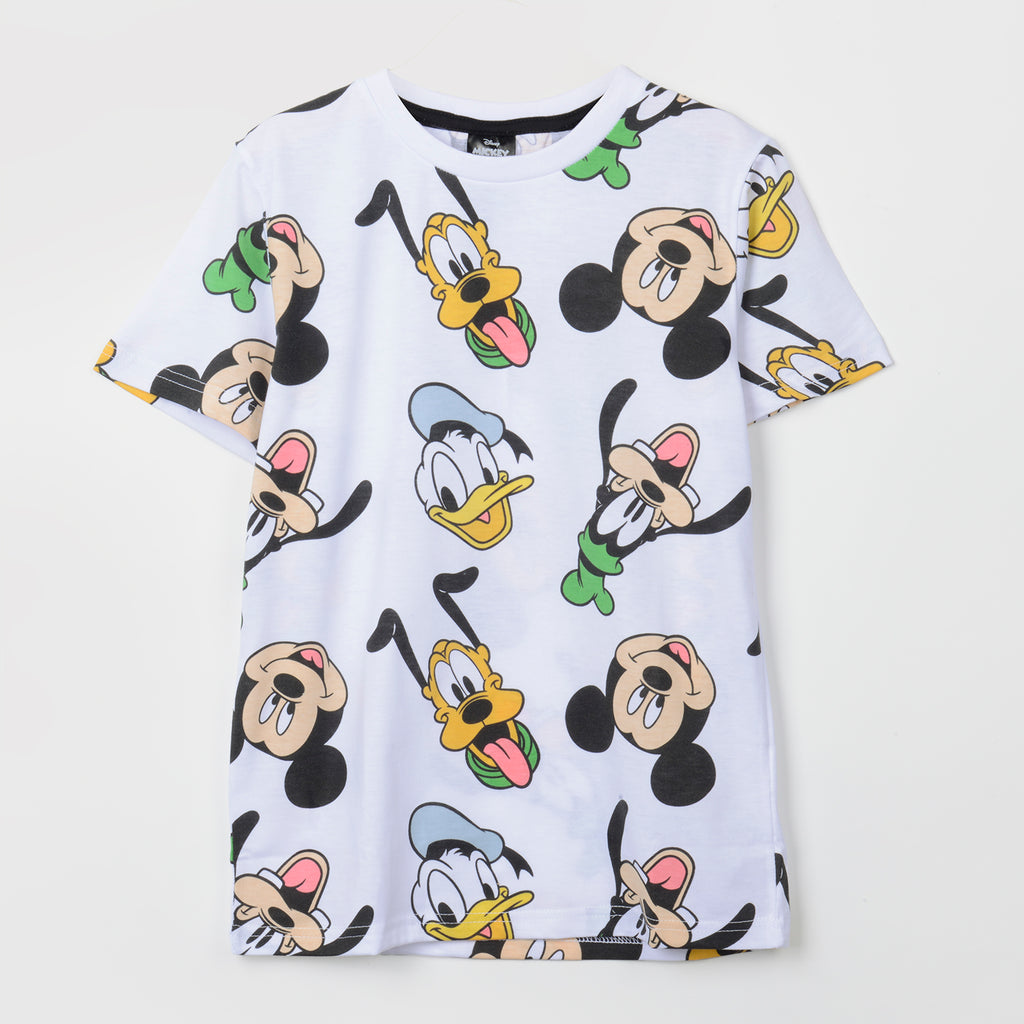 Polera Manga Corta Niño Rotativo Mickey Blanco Disney