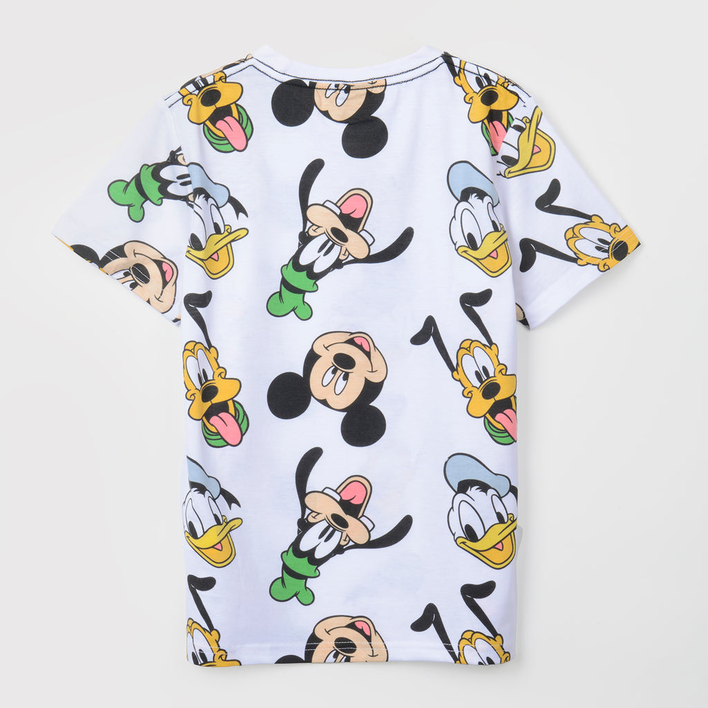 Polera Manga Corta Niño Rotativo Mickey Blanco Disney