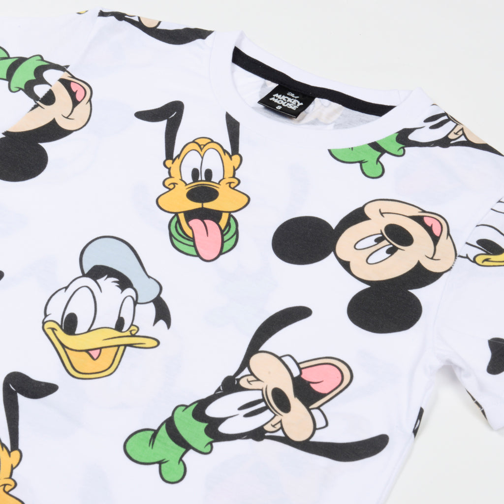 Polera Manga Corta Niño Rotativo Mickey Blanco Disney