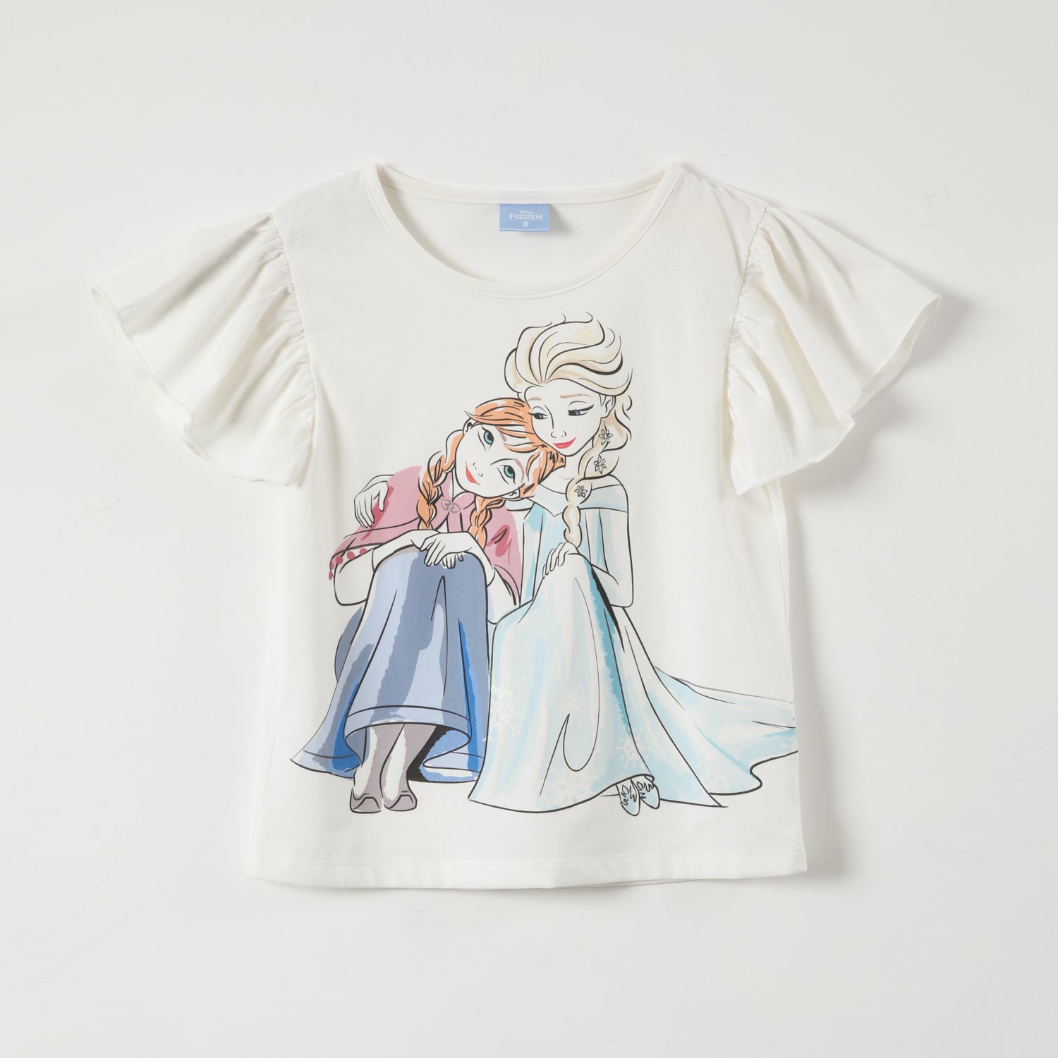 Polera Manga Corta Niña Elsa y Anna Frozen Blanco Disney