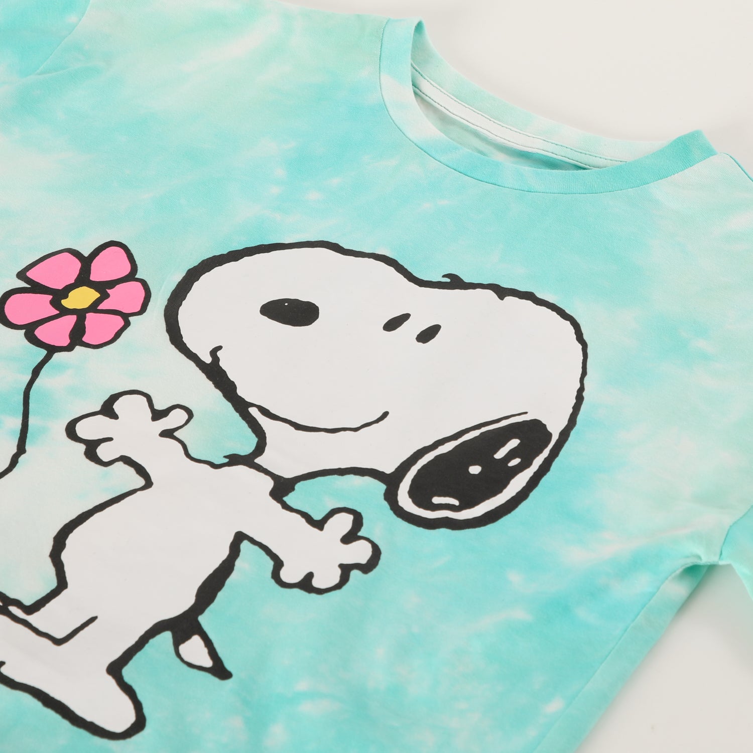 Polera Manga Corta Niña Woodst Turquesa Snoopy