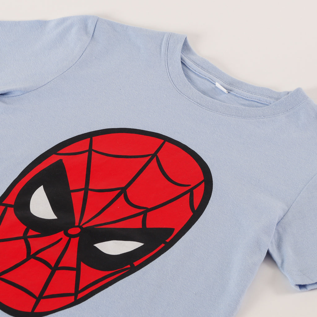 Polera Manga Corta Niño Spiderman Celeste Marvel