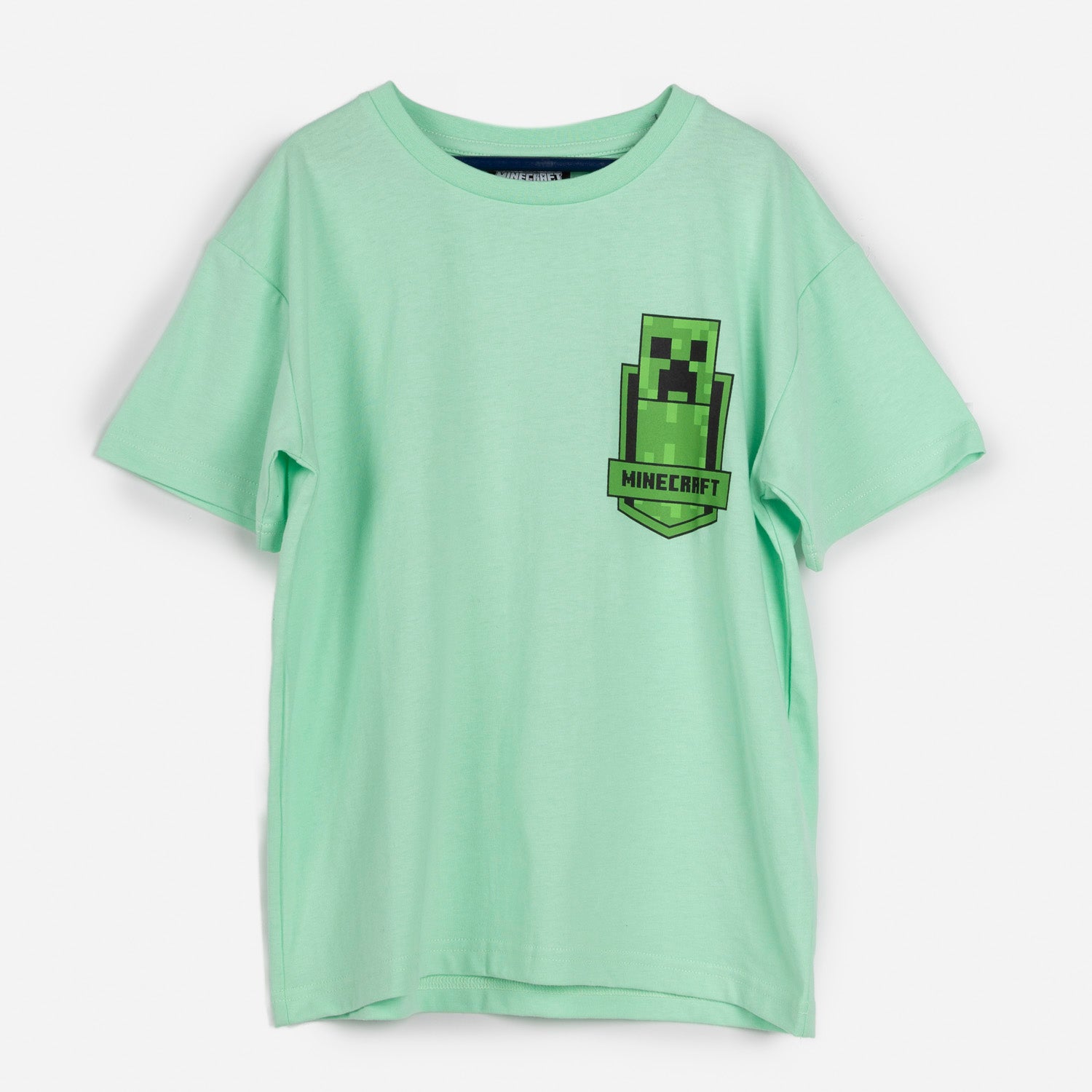 Polera Manga Corta Niño Creepers Espald Verde Minecraft