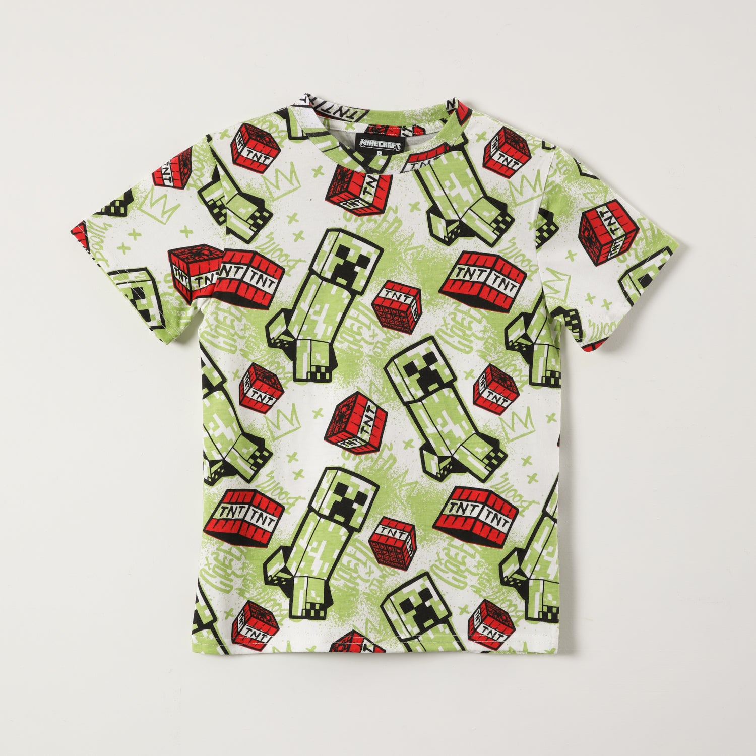 Polera Manga Corta Niño Full Print Verde Minecraft