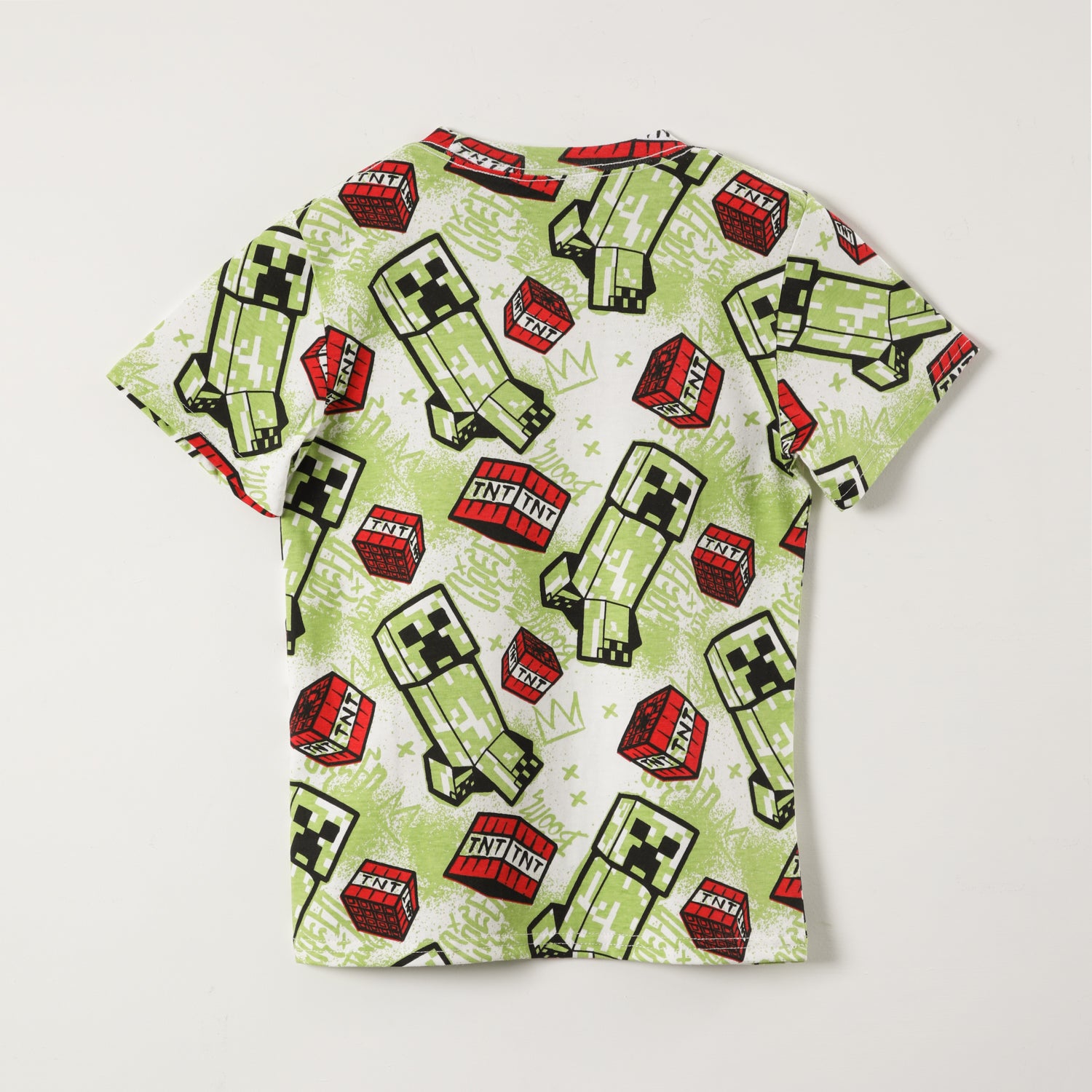 Polera Manga Corta Niño Full Print Verde Minecraft