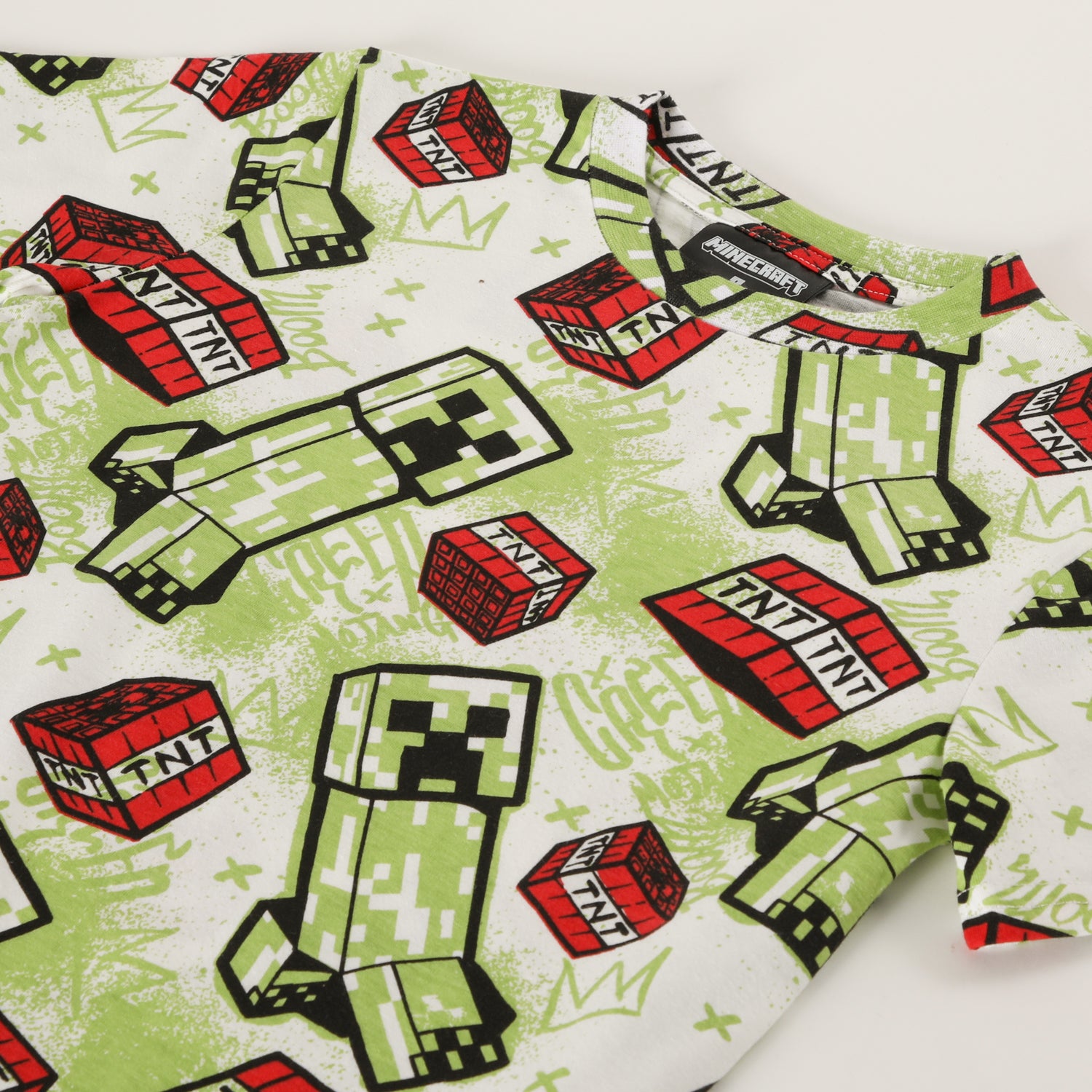 Polera Manga Corta Niño Full Print Verde Minecraft