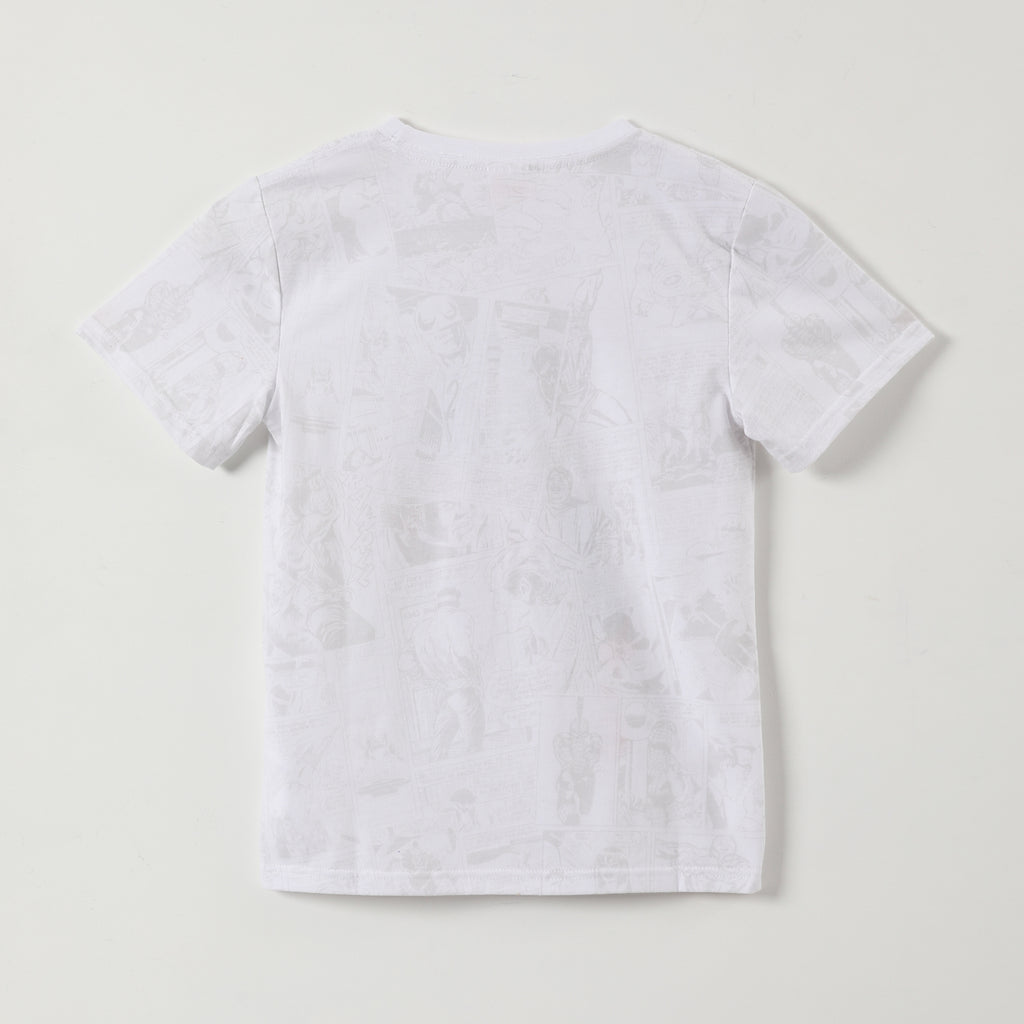 Polera Manga Corta Niño Capitan America Blanco Marvel