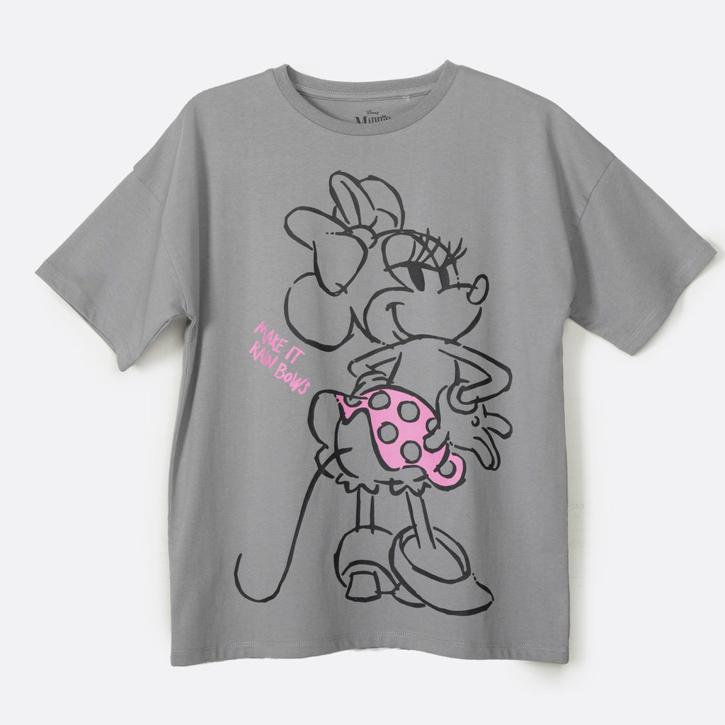 Polera Manga Corta Niña Lineal Minnie Blanco Disney