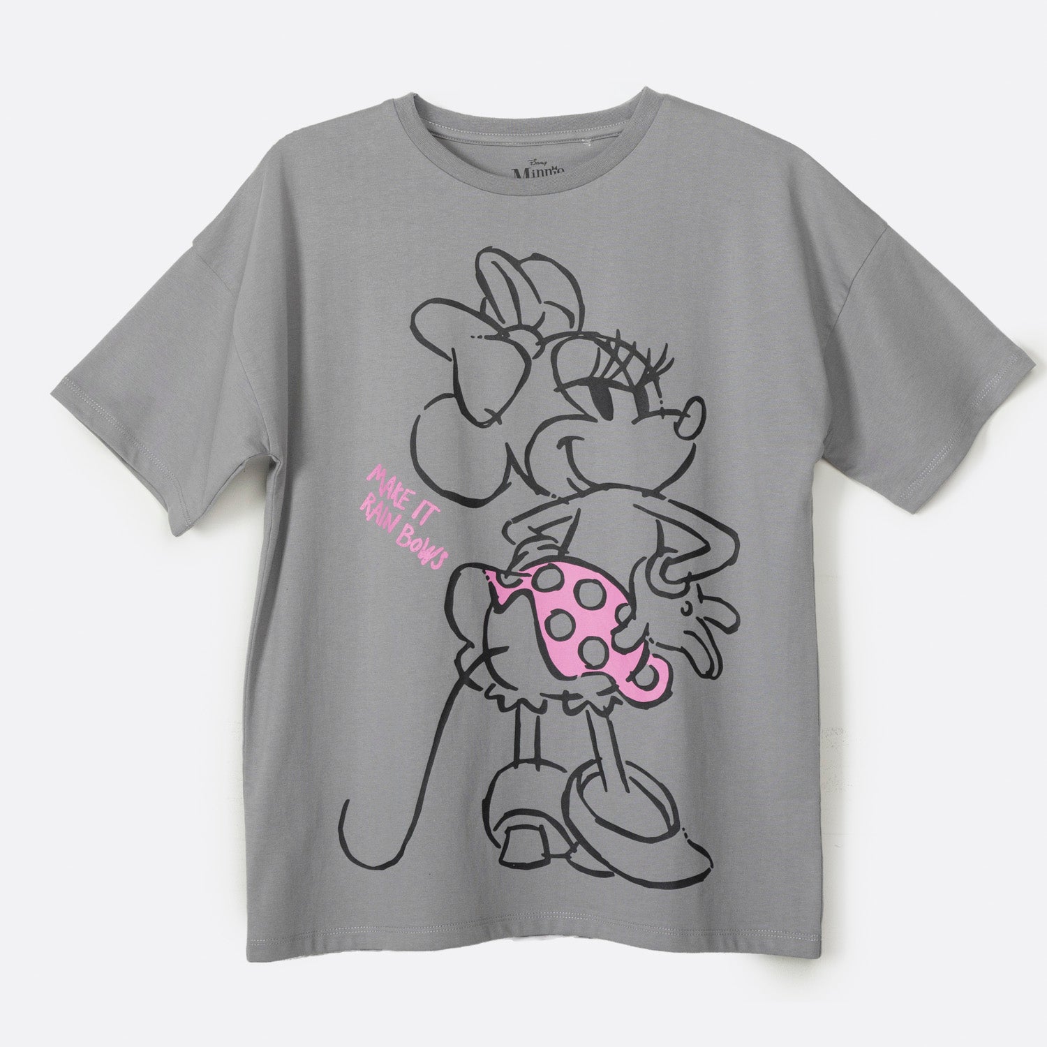Polera Manga Corta Niña Lineal Minnie Blanco Disney