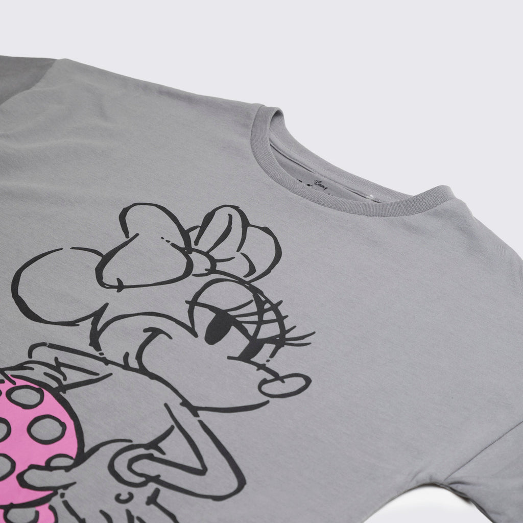Polera Manga Corta Niña Lineal Minnie Blanco Disney