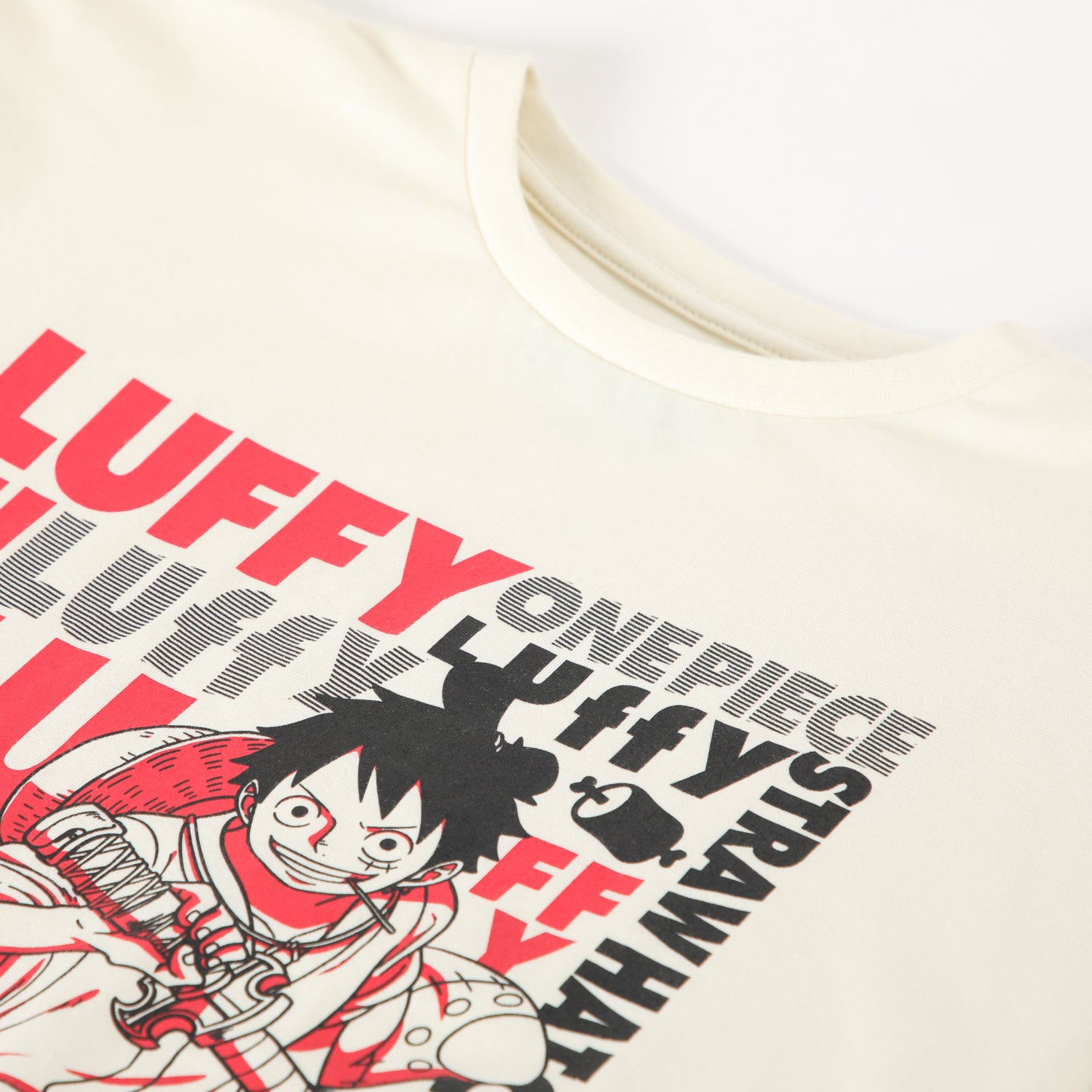 Polera Manga Corta Niño Luffy Blanco One Piece