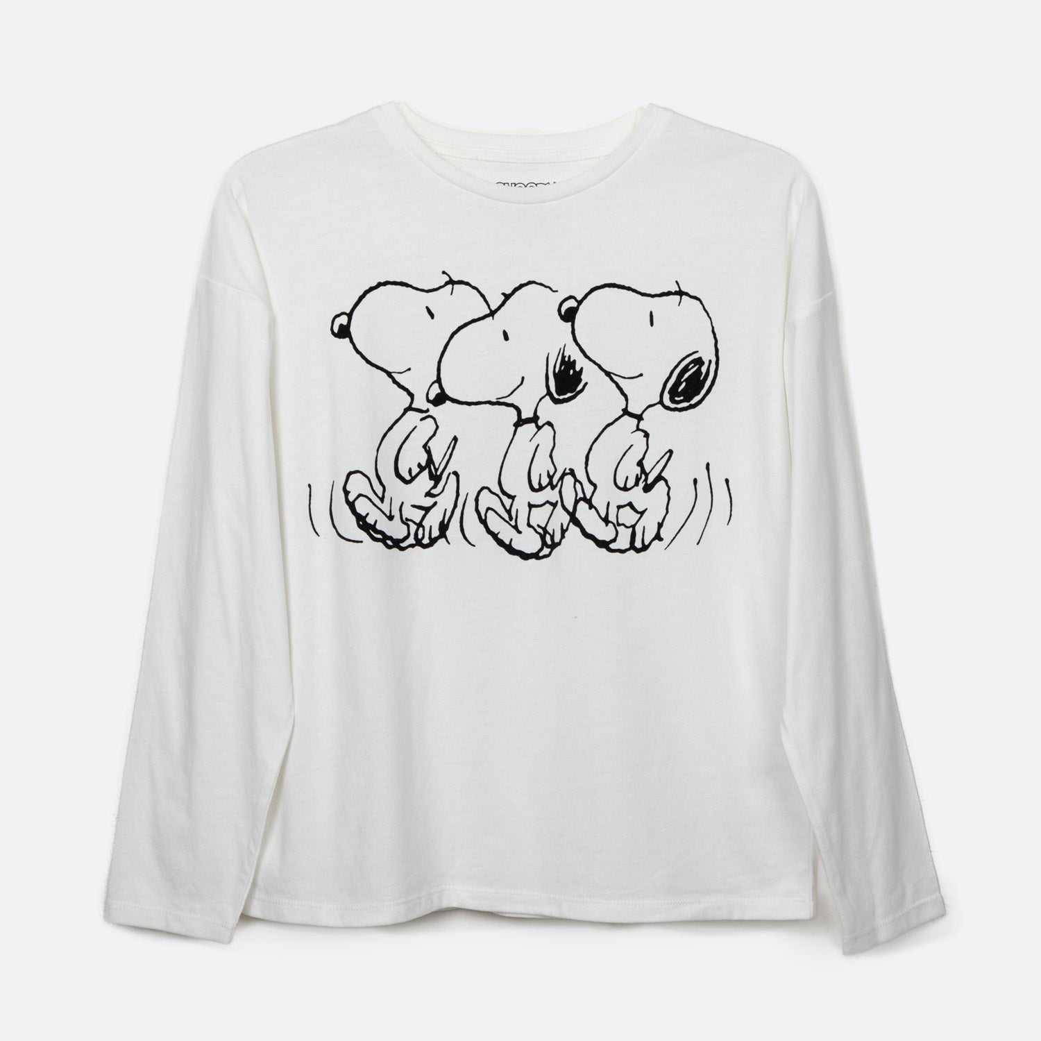 Polera Manga Larga Niña Walking Blanco Snoopy