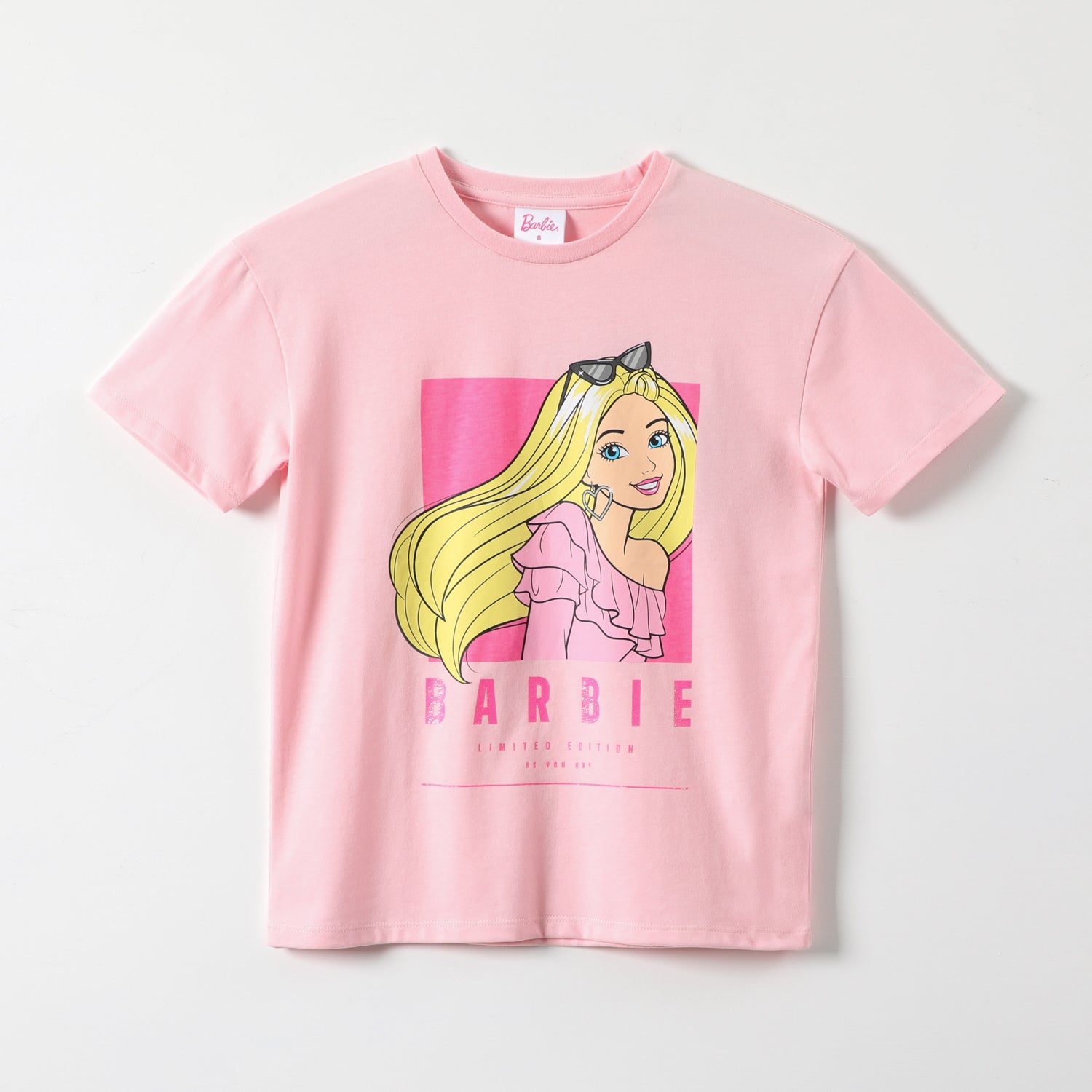 Polera Manga Corta Niña Foto Rosado Barbie
