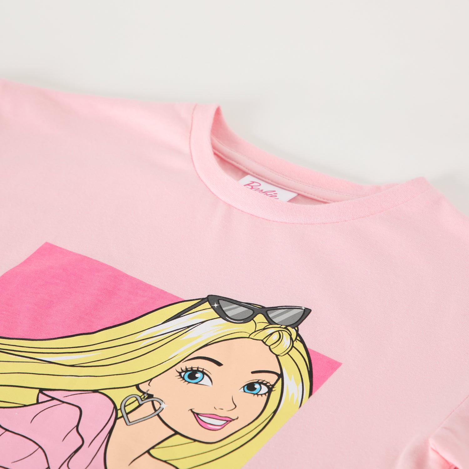 Polera Manga Corta Niña Foto Rosado Barbie