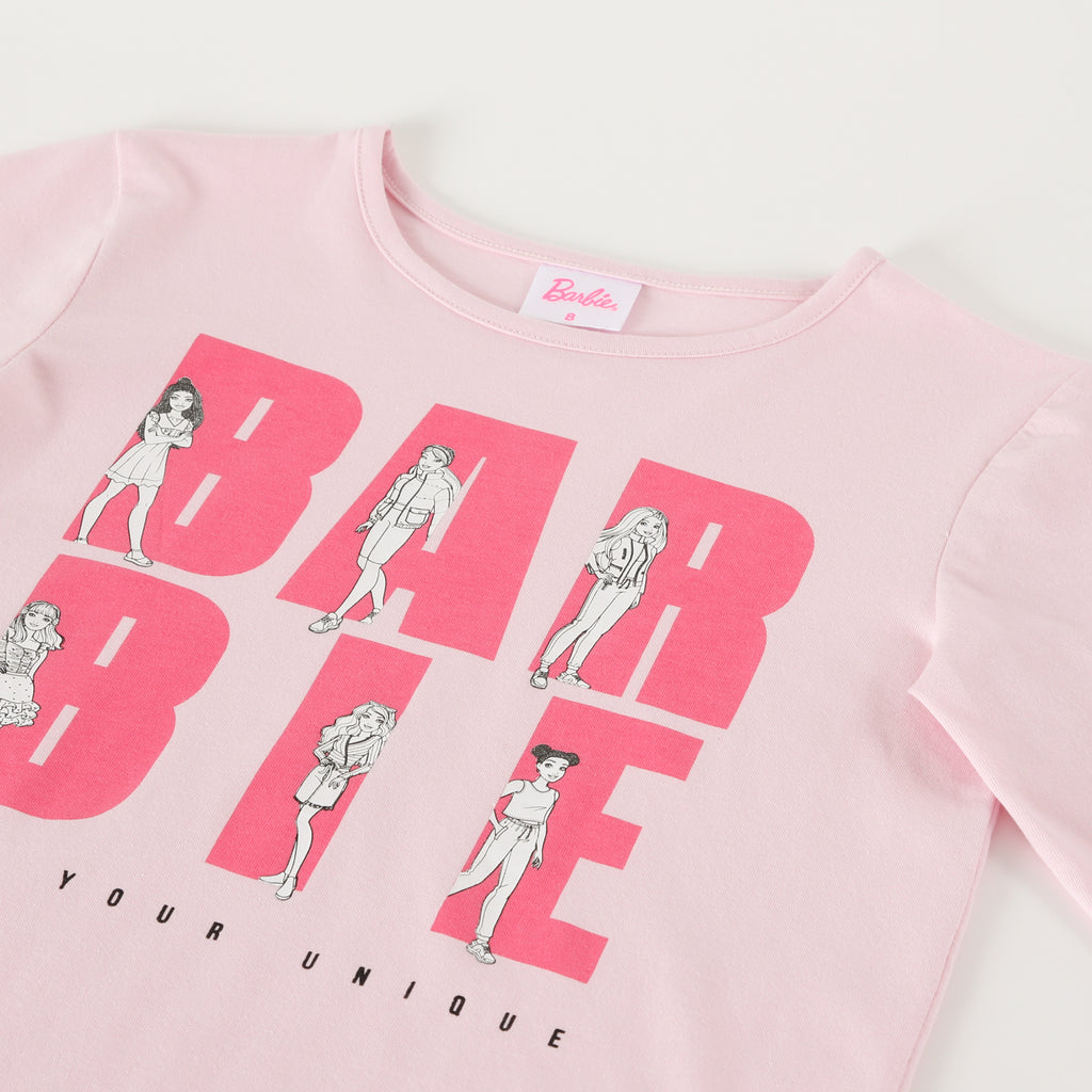 Polera Manga Larga Niña Rosado Barbie