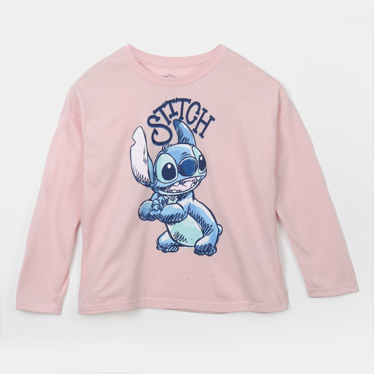 Polera Manga Larga Niña Lilo y Stitch Rosado Disney