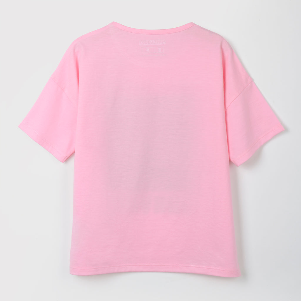 Polera Manga Corta Niña Creeper Rosado Minecraft