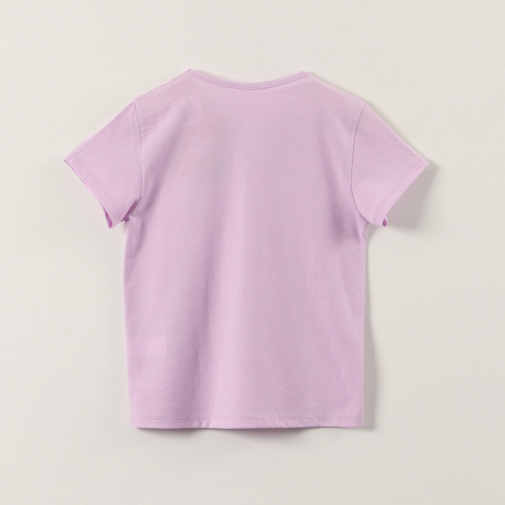 Polera Manga Corta Niña Princesas Lila Disney