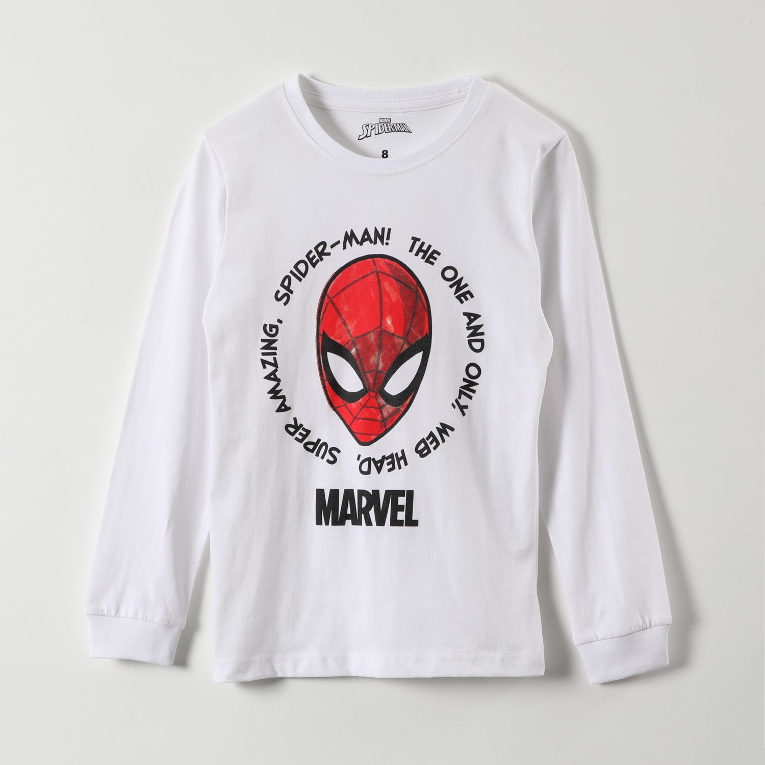 Polera Manga Larga Niño Personajes Blanco Marvel