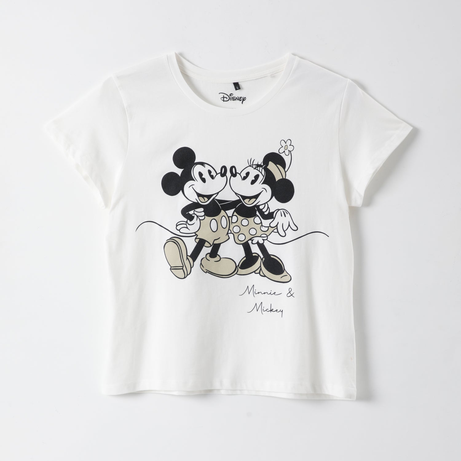 Polera Manga Corta Mujer Minnie y Mickey Blanco Disney