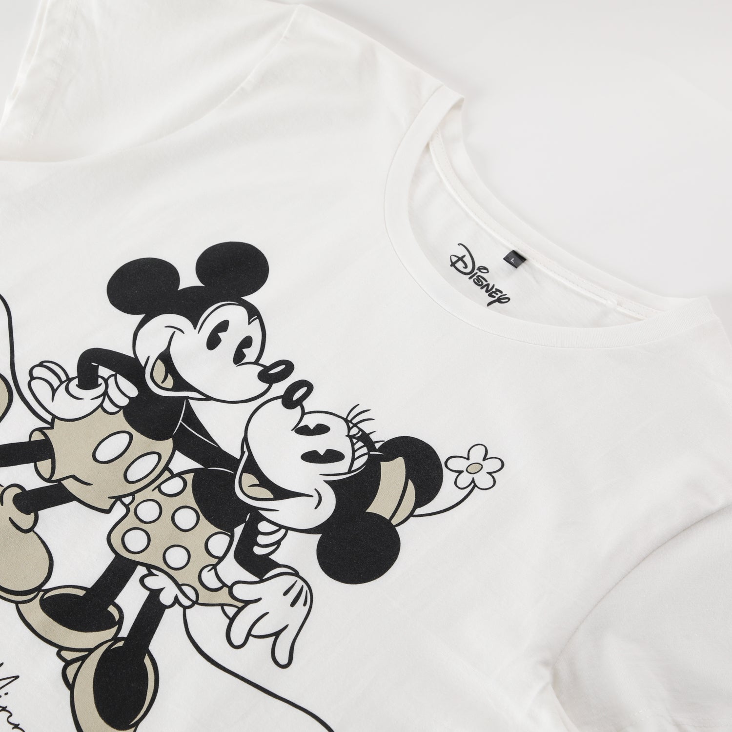 Polera Manga Corta Mujer Minnie y Mickey Blanco Disney