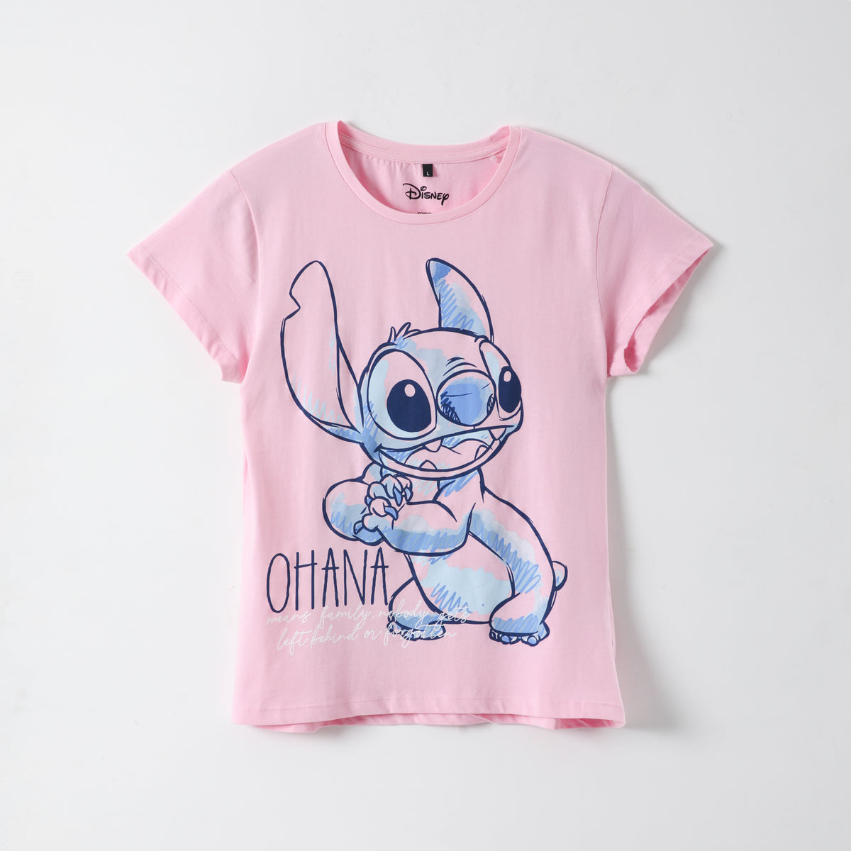 Polera Manga Corta Mujer Lilo & Stitch Rosado Disney