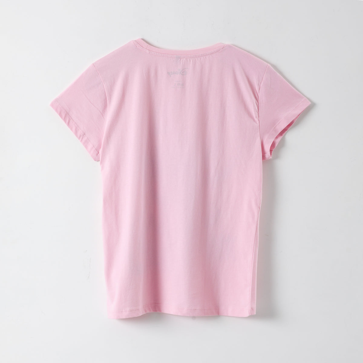 Polera Manga Corta Mujer Lilo & Stitch Rosado Disney