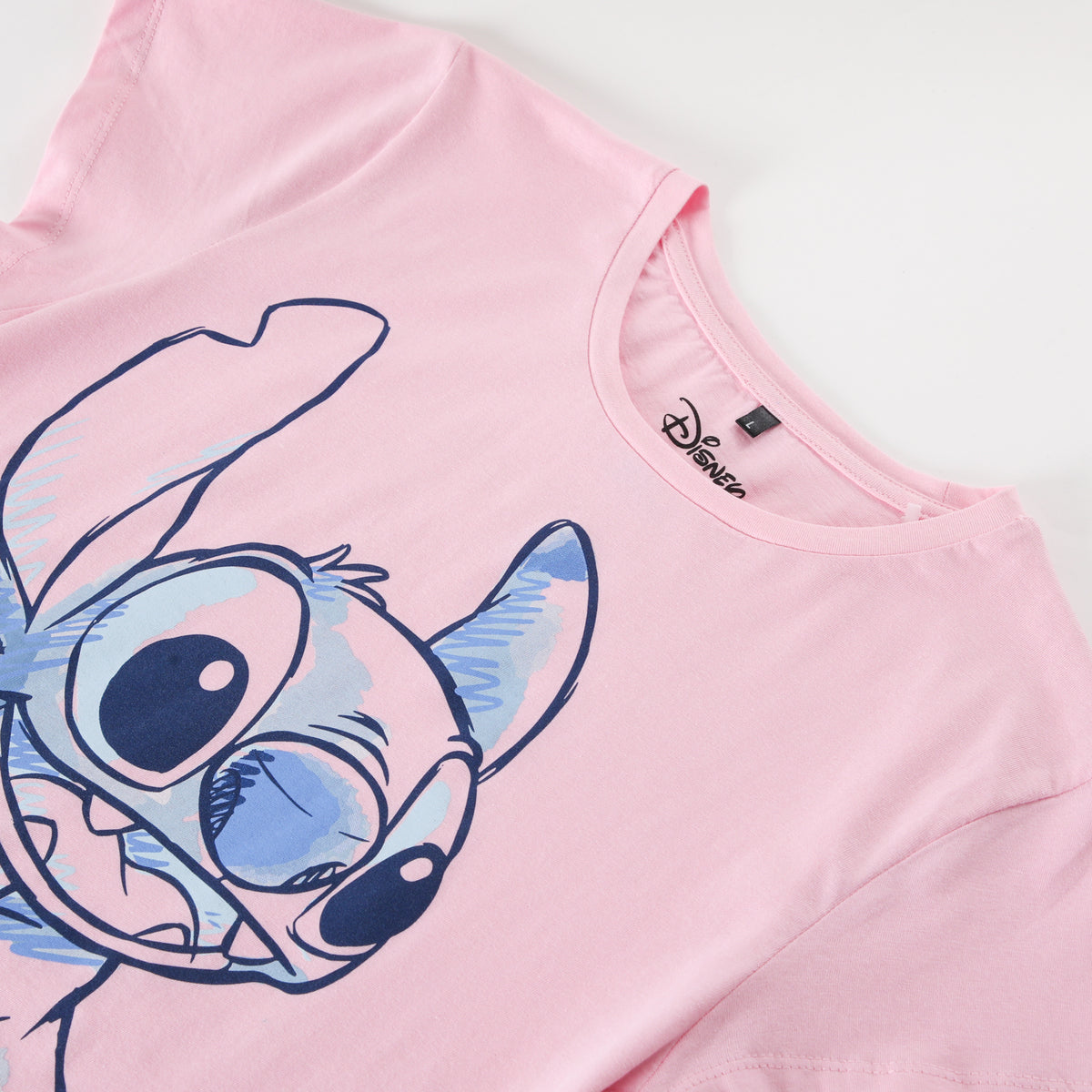 Polera Manga Corta Mujer Lilo & Stitch Rosado Disney