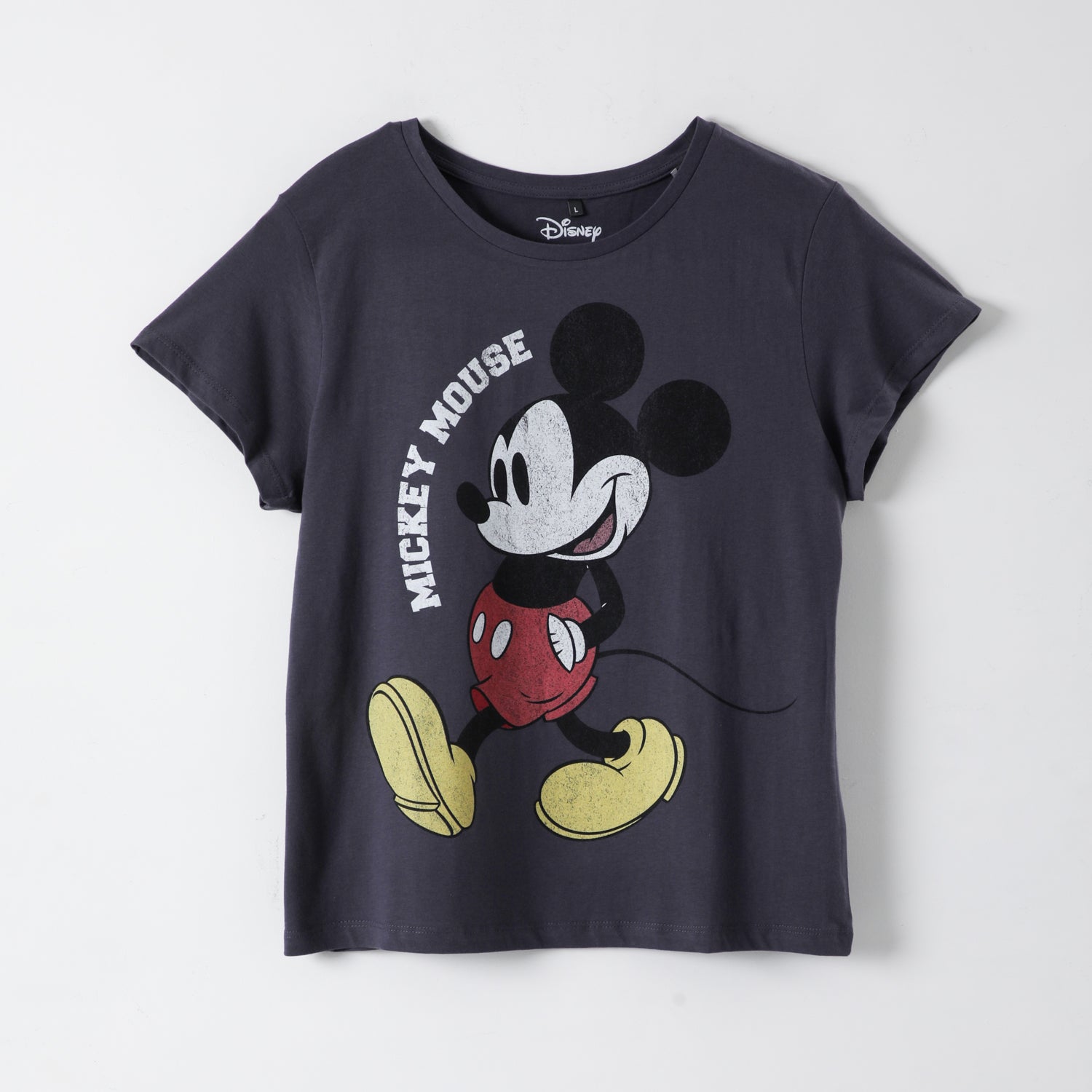 Polera Manga Corta Mujer Mickey Mouse Gris Disney