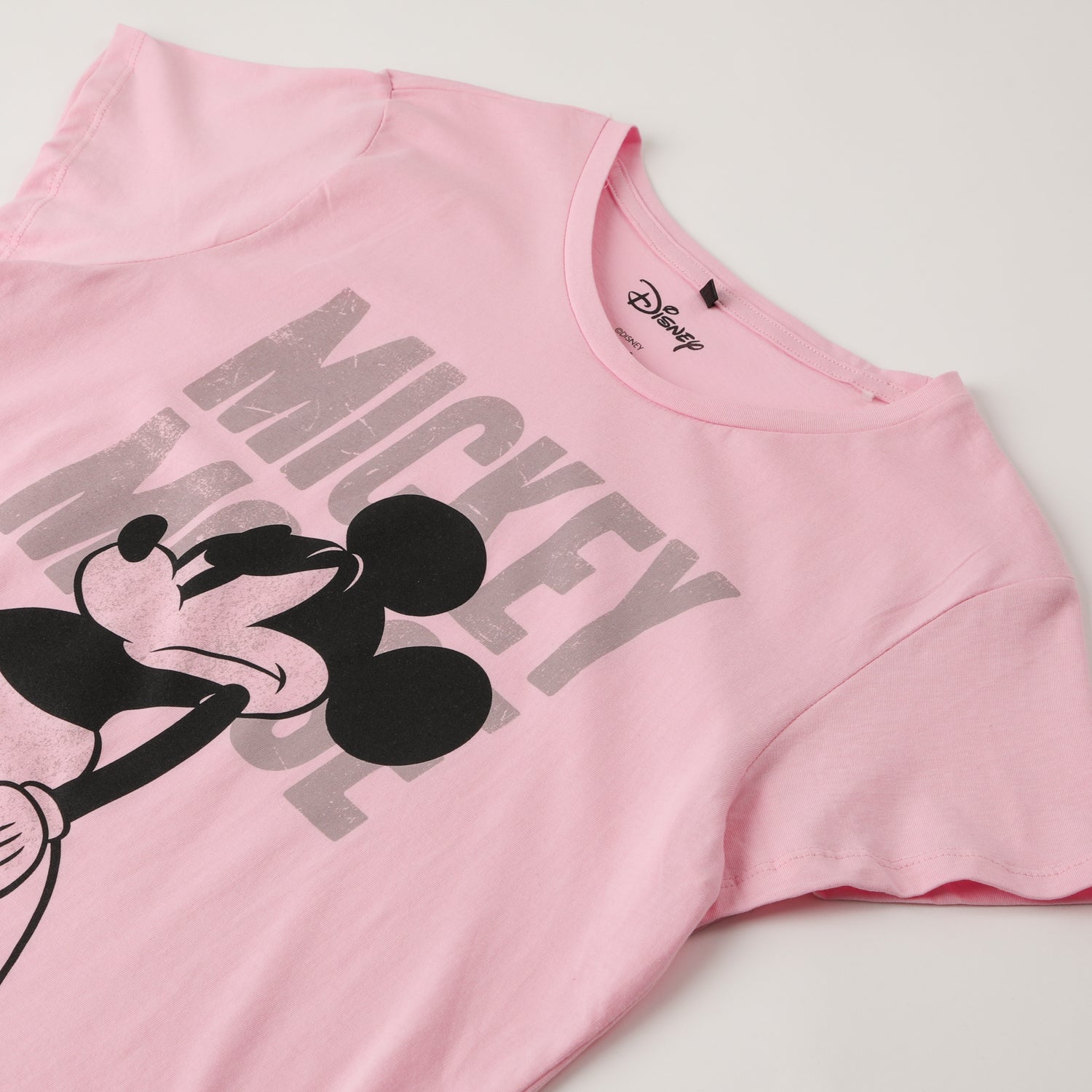 Polera Manga Corta Mujer Ratoncito Enojado Rosado Mickey